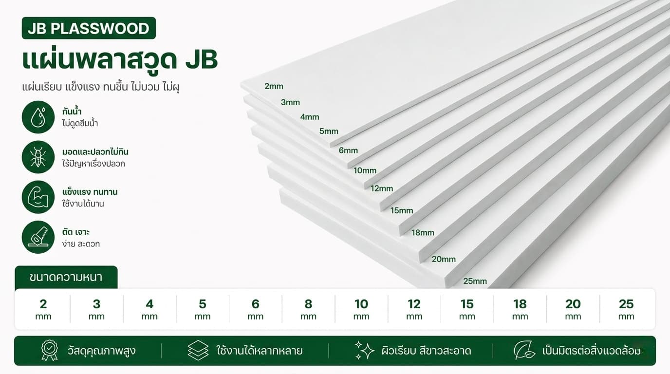 JB Plasswood Thickness Chart